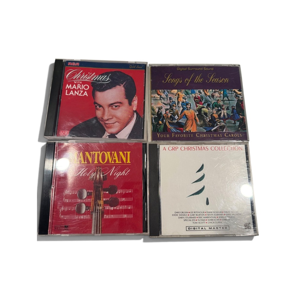 Vintage Christmas CD Lot 4 Mario Lanza Mantovani GRP Holiday Carols 1980s
